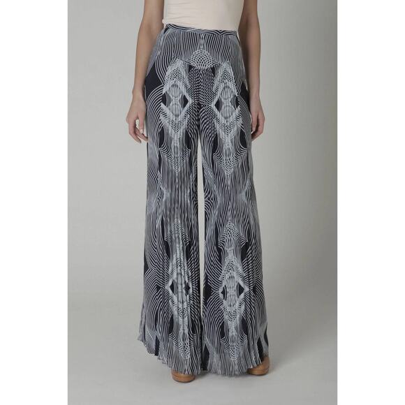 Anthropologie Leifsdottir Pleated “Optic” Palazzo Pants – Size 6 Navy Blue - Picture 1 of 8
